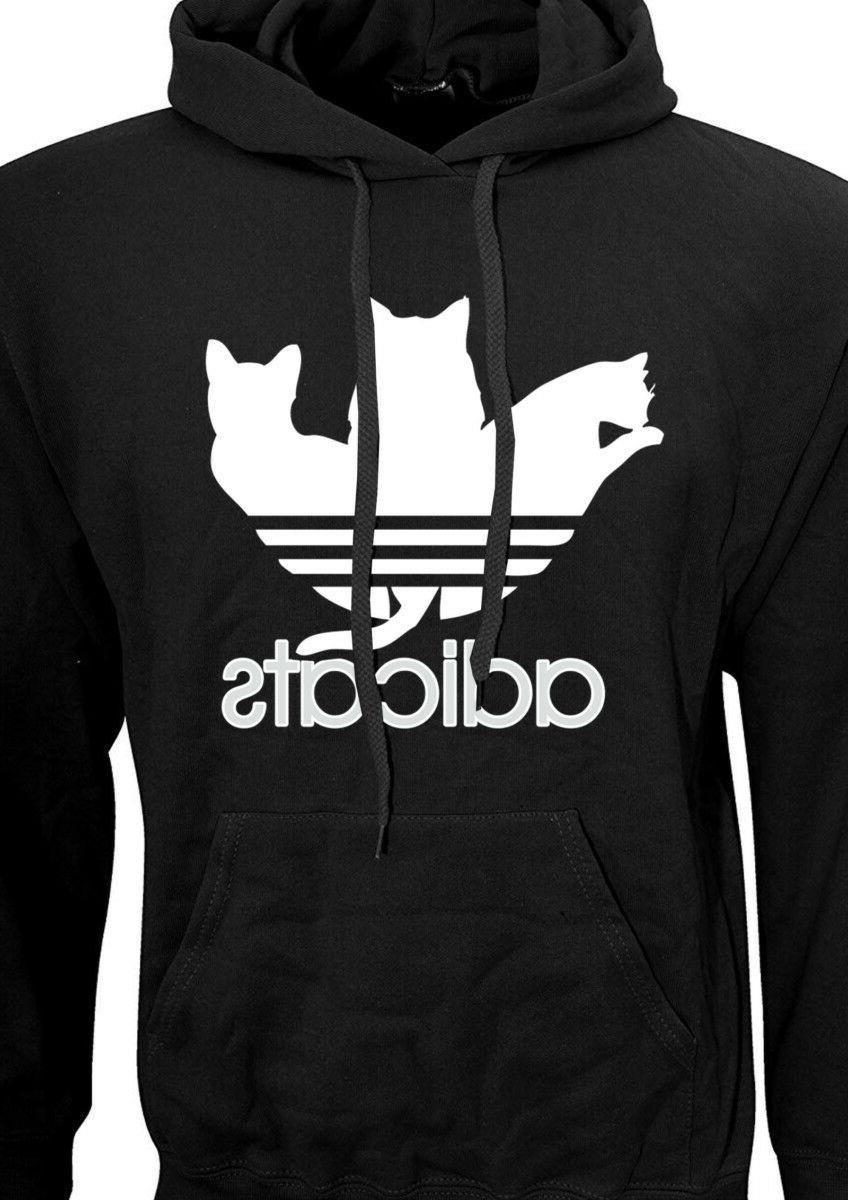 felpa adicats adidas fake logo gattini nera