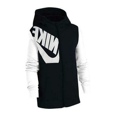 felpa air hoodie fz nero bianco cu9221