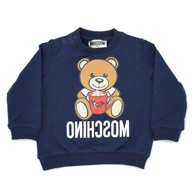 felpa blu maglia manica lunga logo teddy