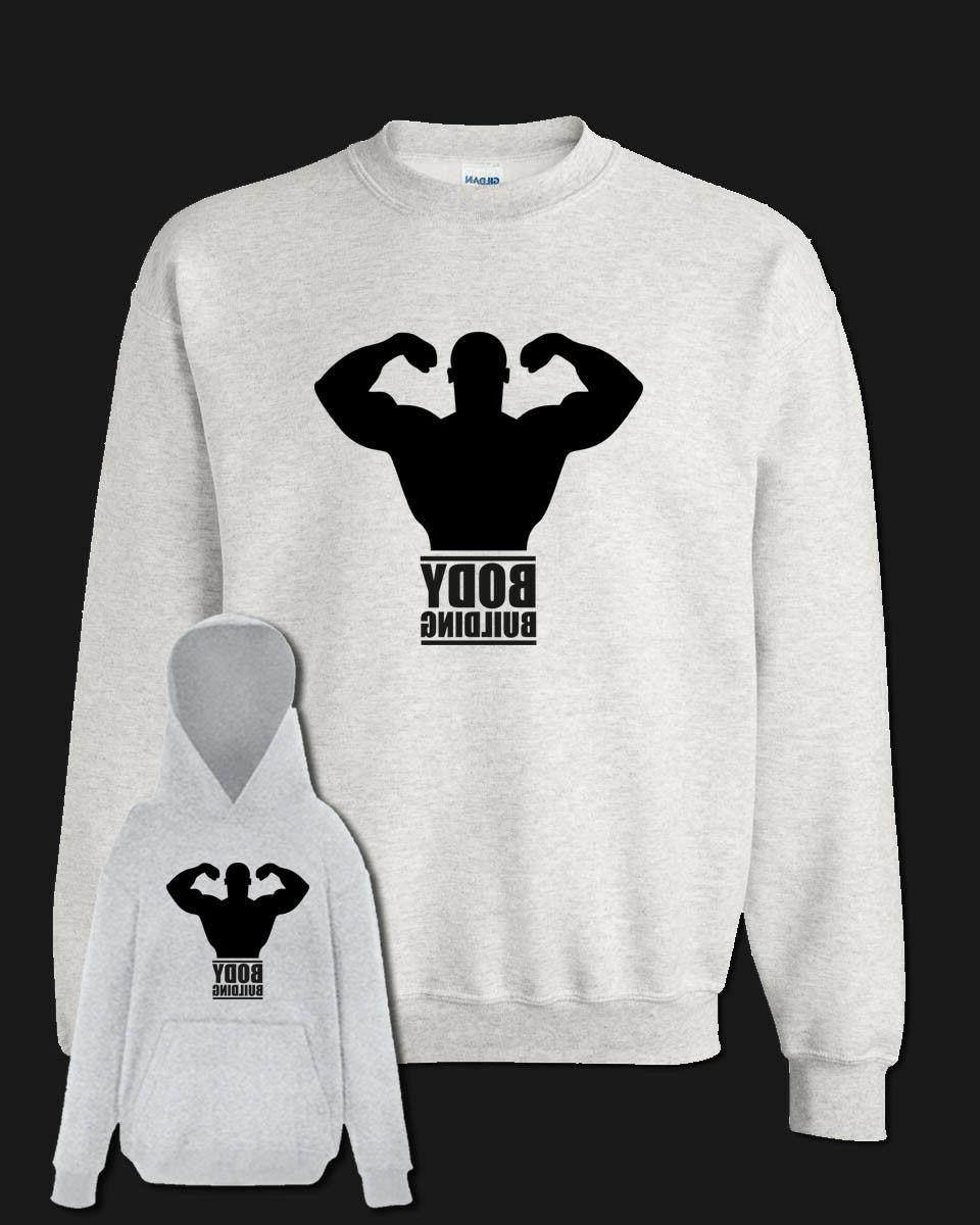felpa body building palestra pesi grigia con