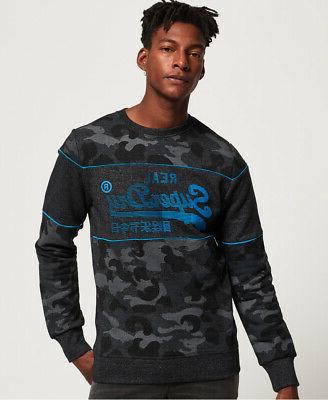 felpa camouflage con inserti e logo vintage