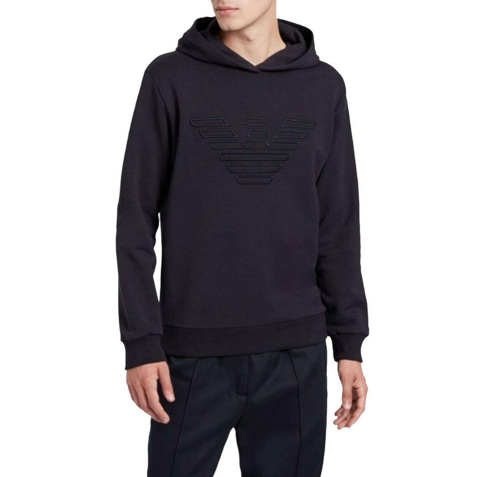 felpa cappuccio uomo cotone blu tg xxxl