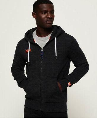 felpa classica con cappuccio e zip orange
