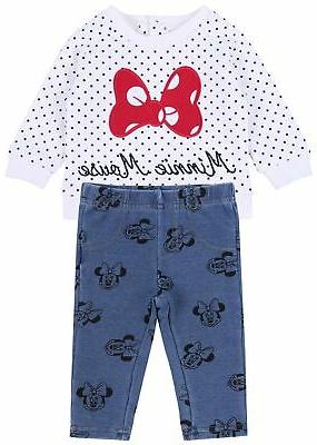 felpa color panna a pois leggings minnie