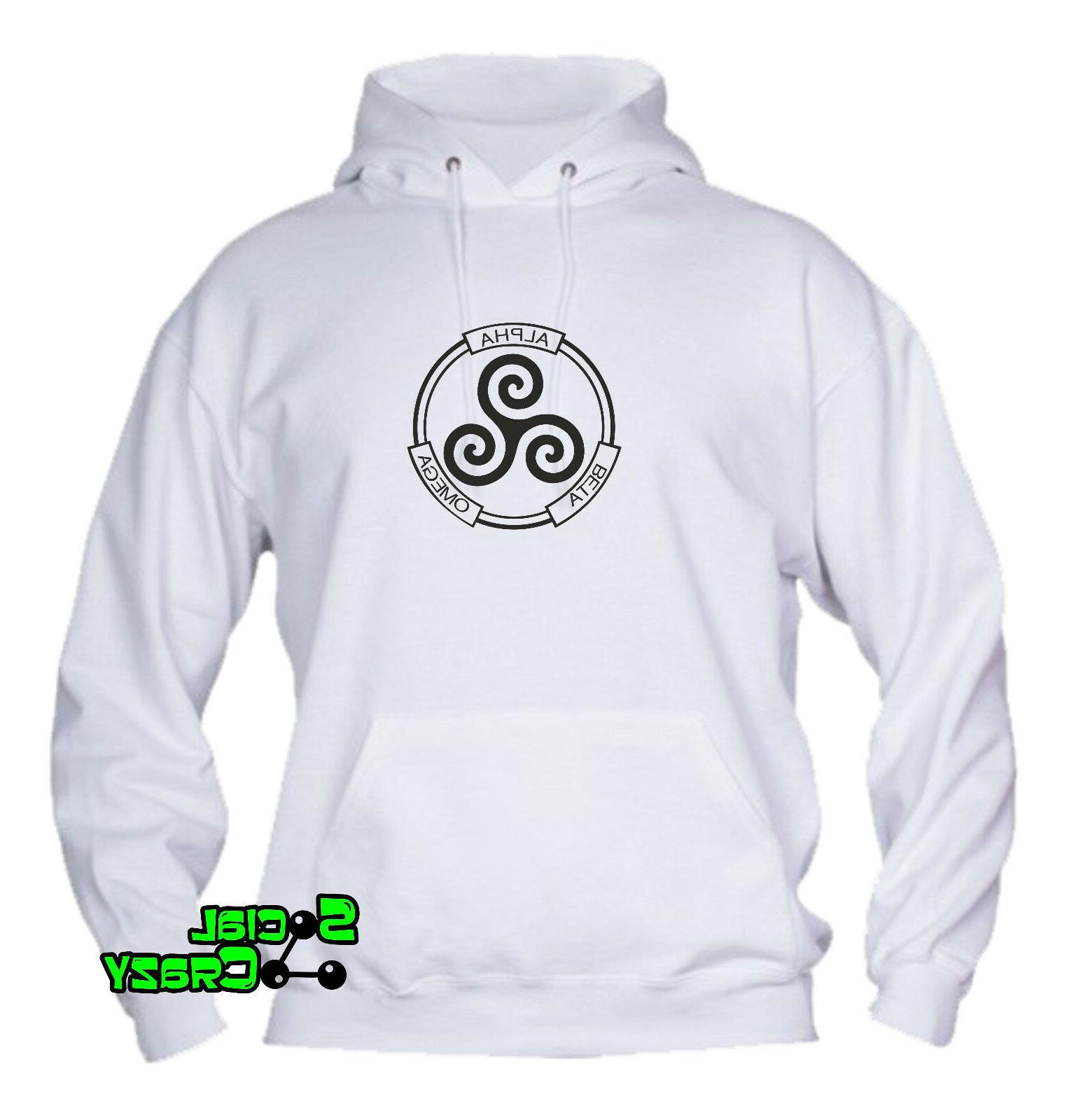 felpa con cappuccio alpha beta omega teen