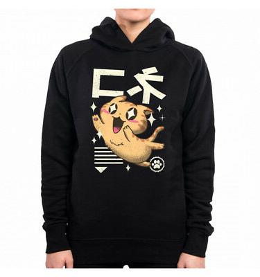 felpa con cappuccio donna kawaii feline gatto