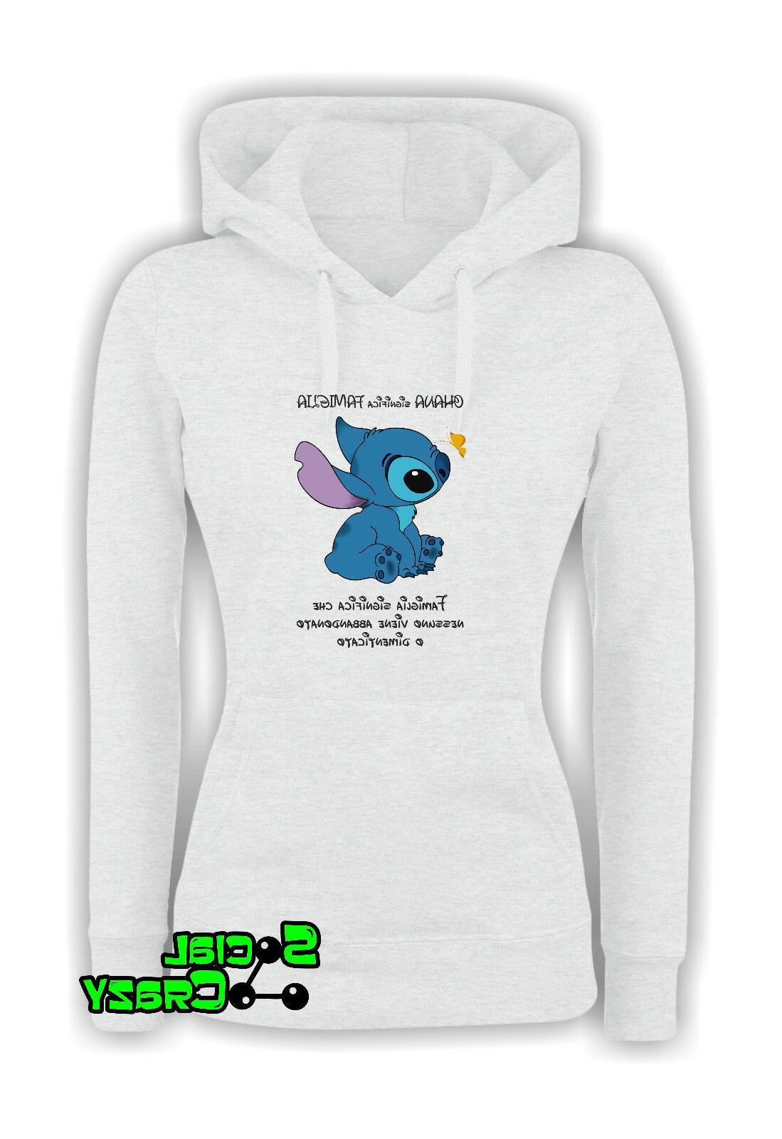 felpa con cappuccio donna lilo e stich