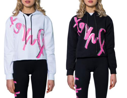 felpa con cappuccio donna stampa logo centrale