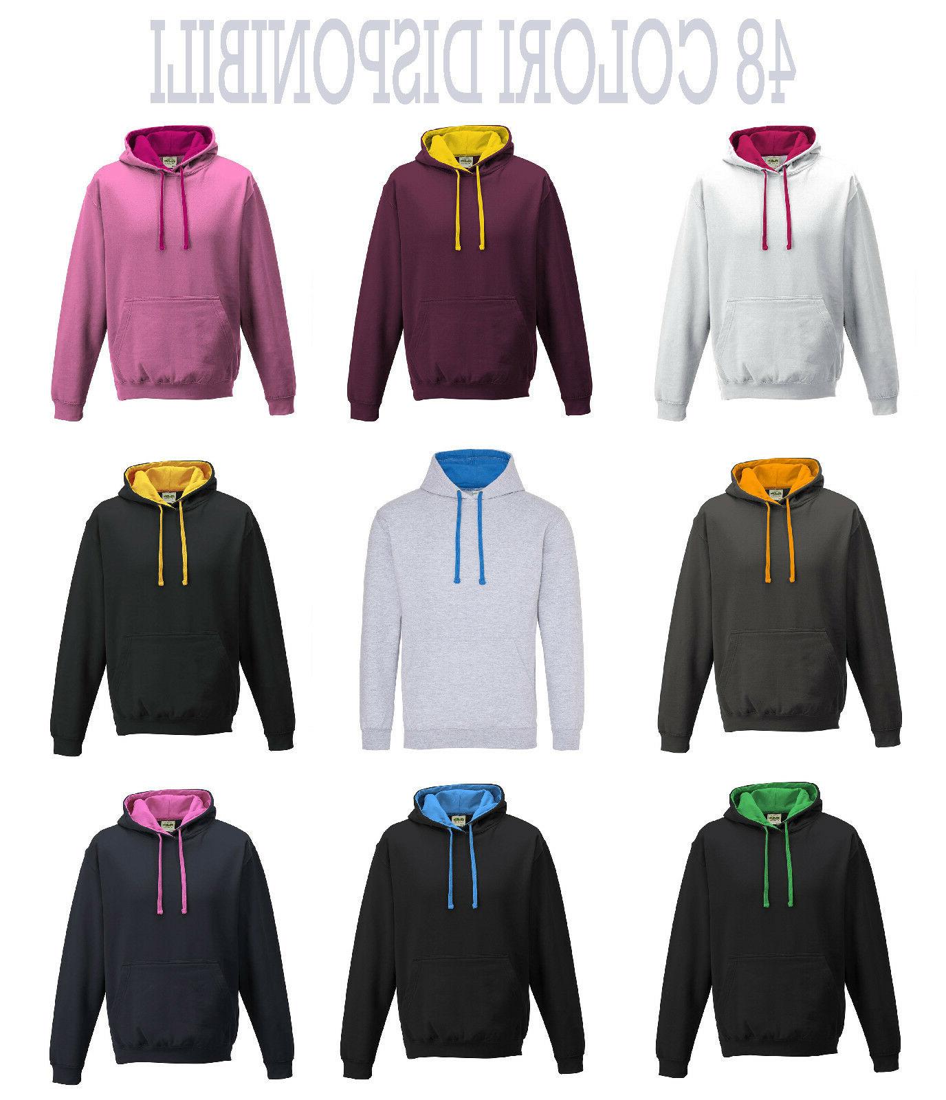 felpa con cappuccio felpata unisex in contrasto