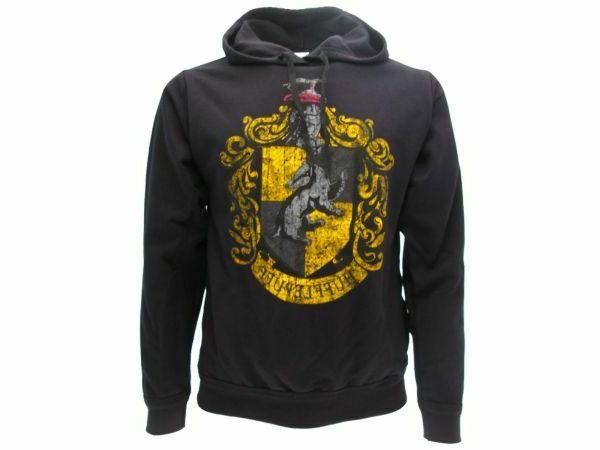 felpa con cappuccio hufflepuff stemma vintage tassorosso