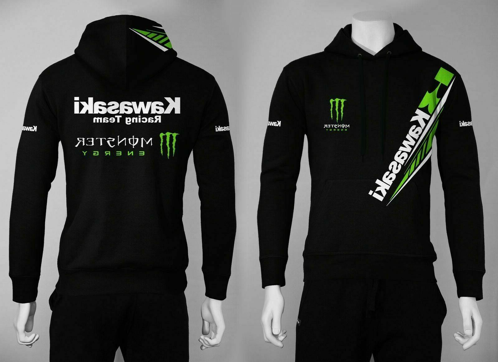 felpa con cappuccio kawasaki monster energy personalizzata
