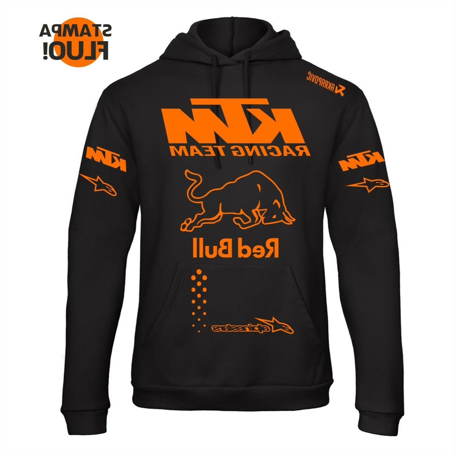 felpa con cappuccio ktm racing stampa arancio