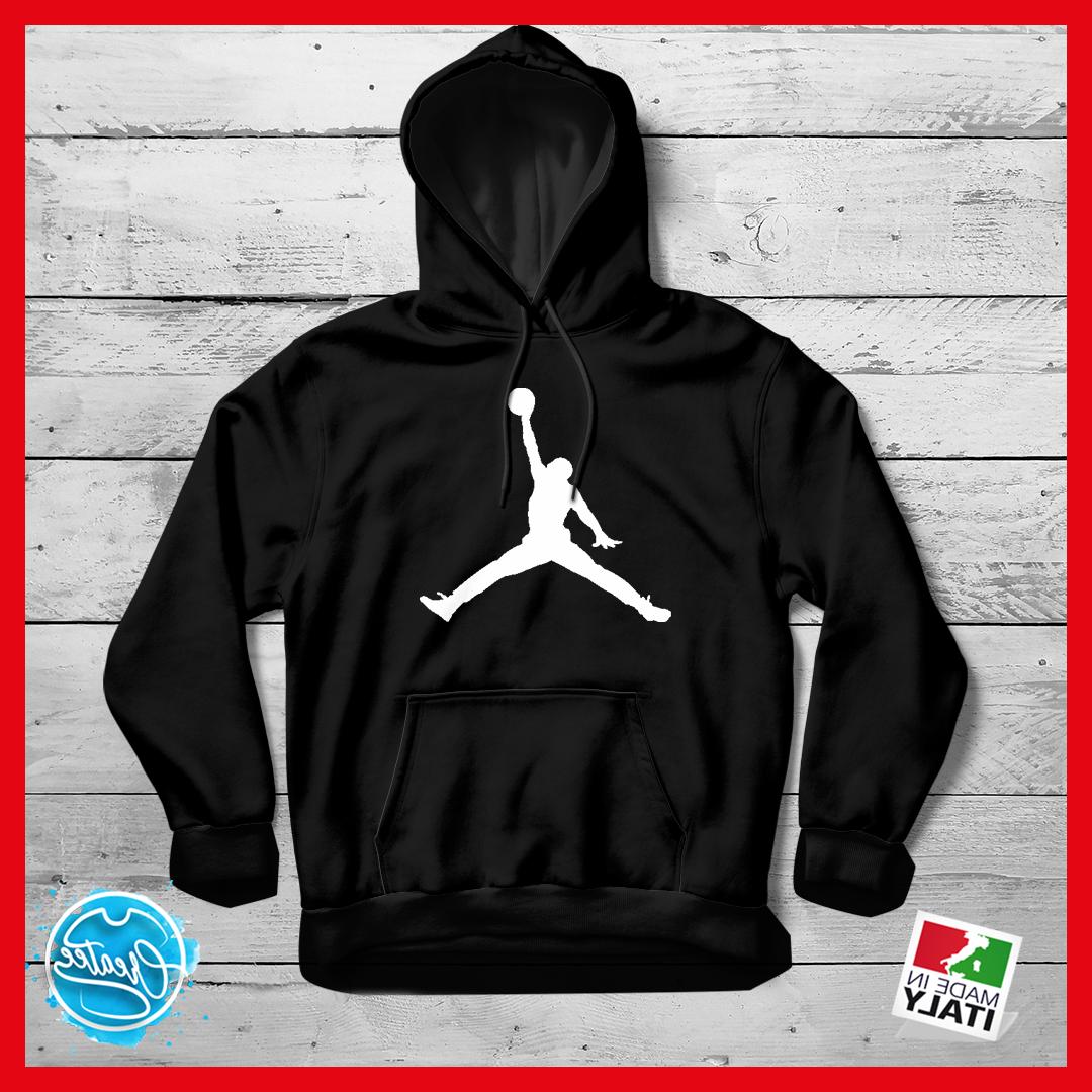 felpa con cappuccio nera jordan sport per