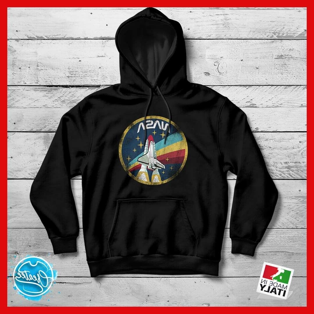 felpa con cappuccio nera nasa personalizzata logo