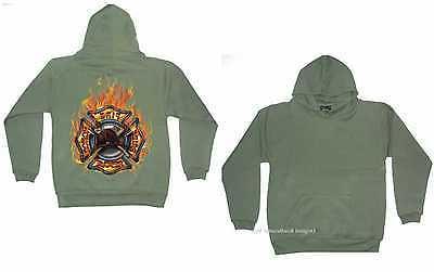 felpa con cappuccio oliva pompieri firefighter disegno