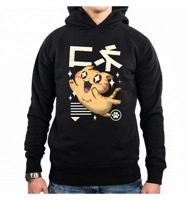 felpa con cappuccio uomo kawaii feline gatto