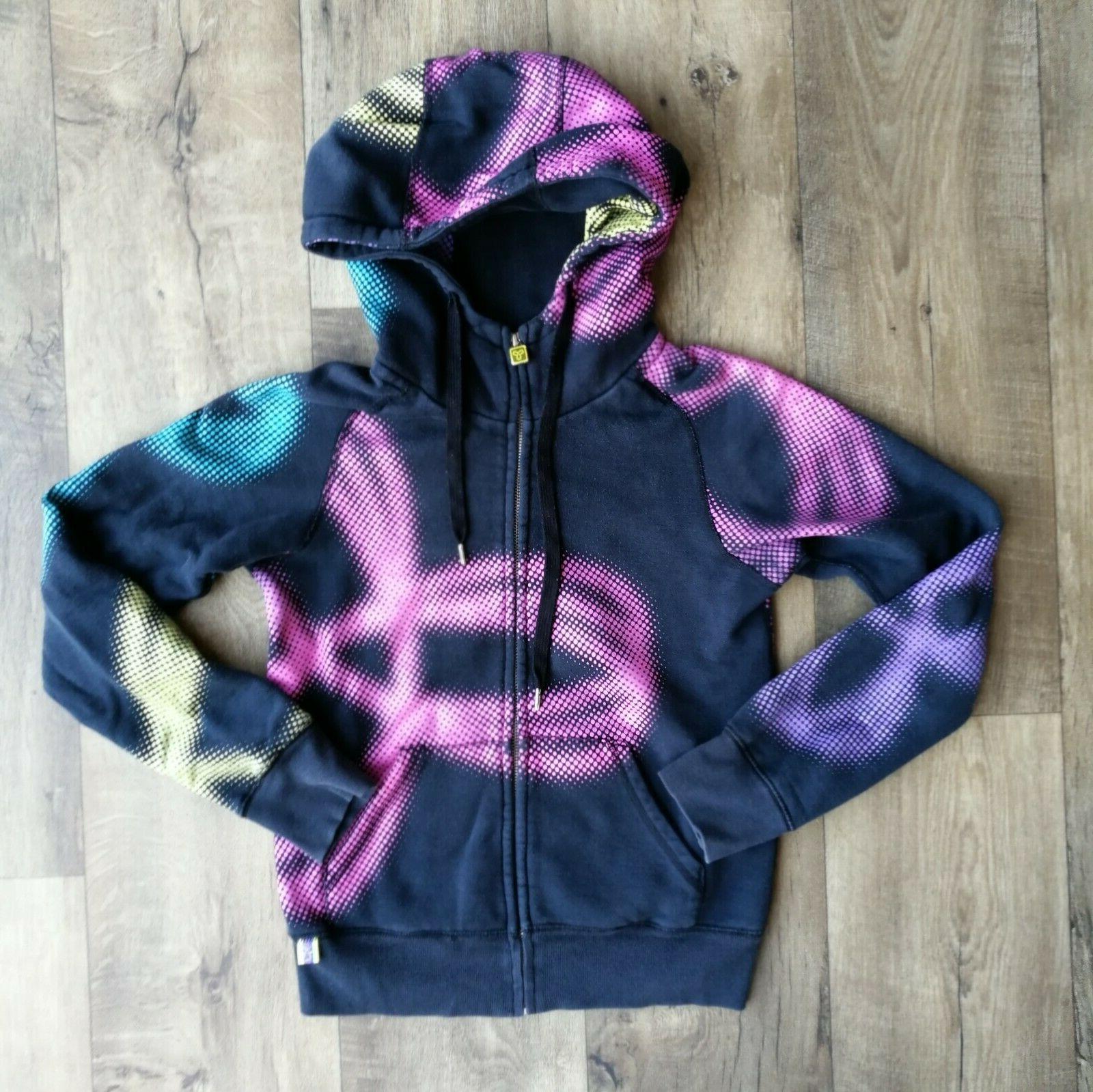 felpa con cappuccio zip intera donna fantasia
