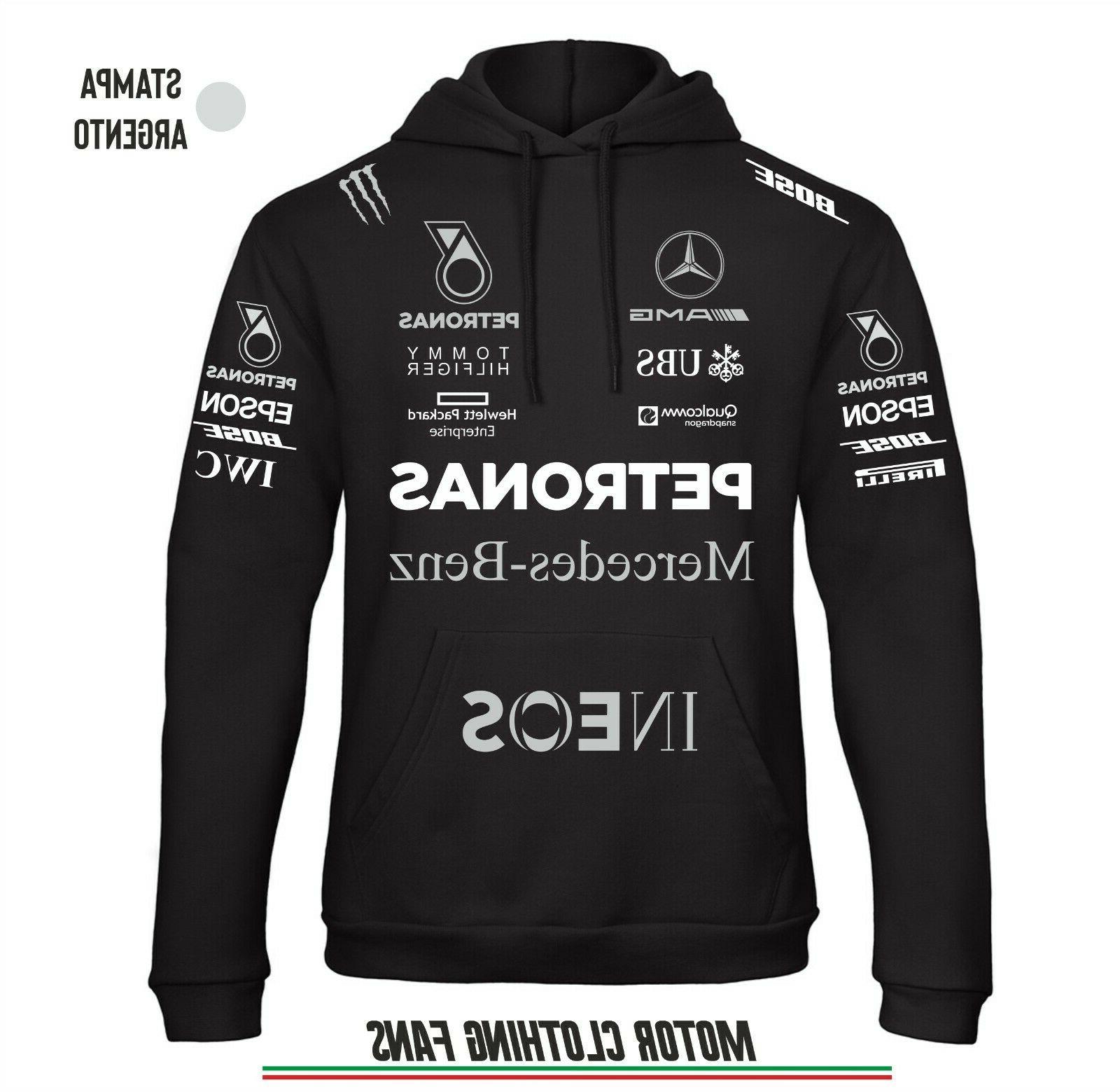 felpa con stampa fluo argento scuderia mercedes