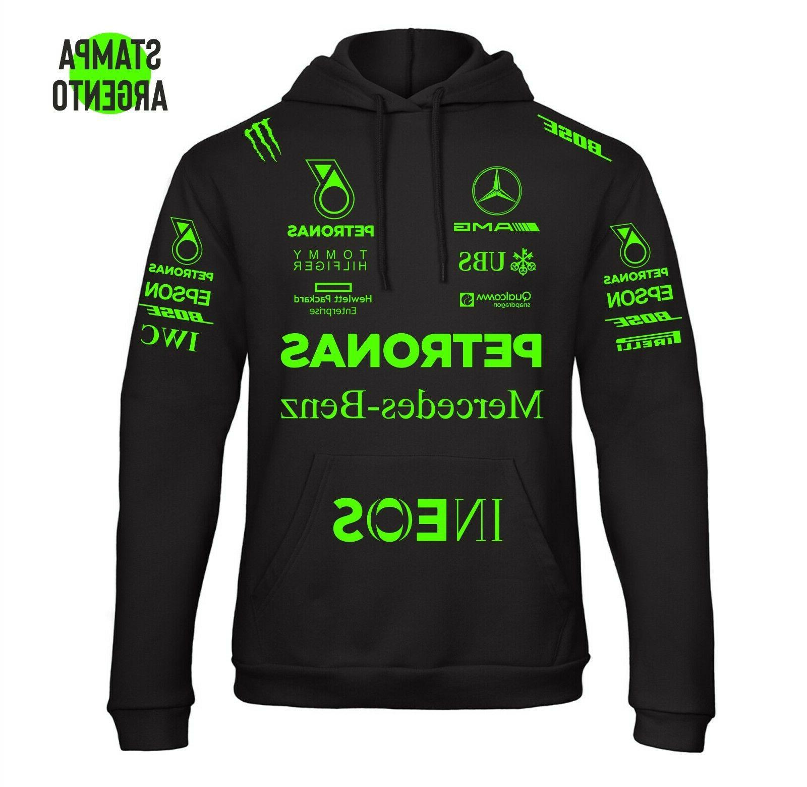 felpa con stampa verde fluo scuderia mercedes