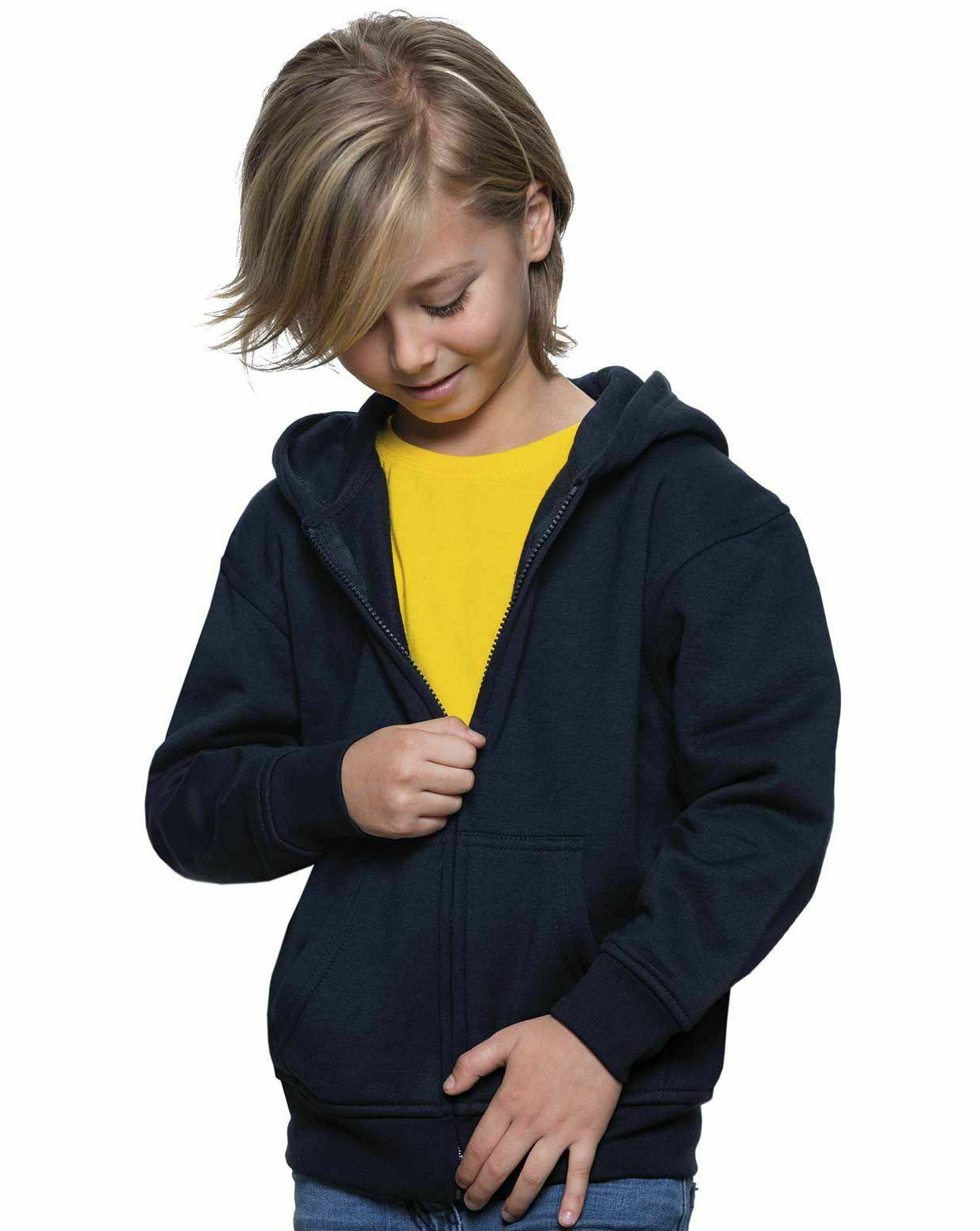 felpa con zip e cappuccio bambino tinta