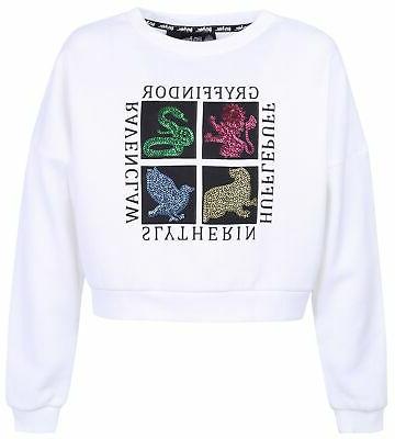 felpa corta di colore bianco case hogwart