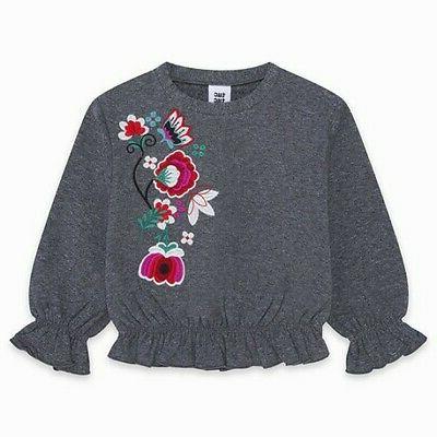 felpa cropped bambina miss flower colore grigio