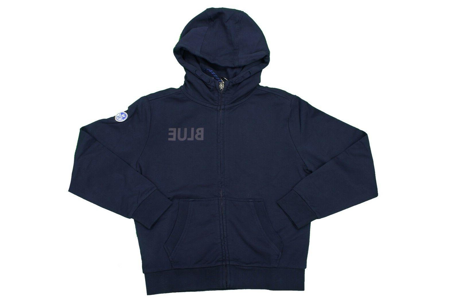felpa da bambino blu con cappuccio manica