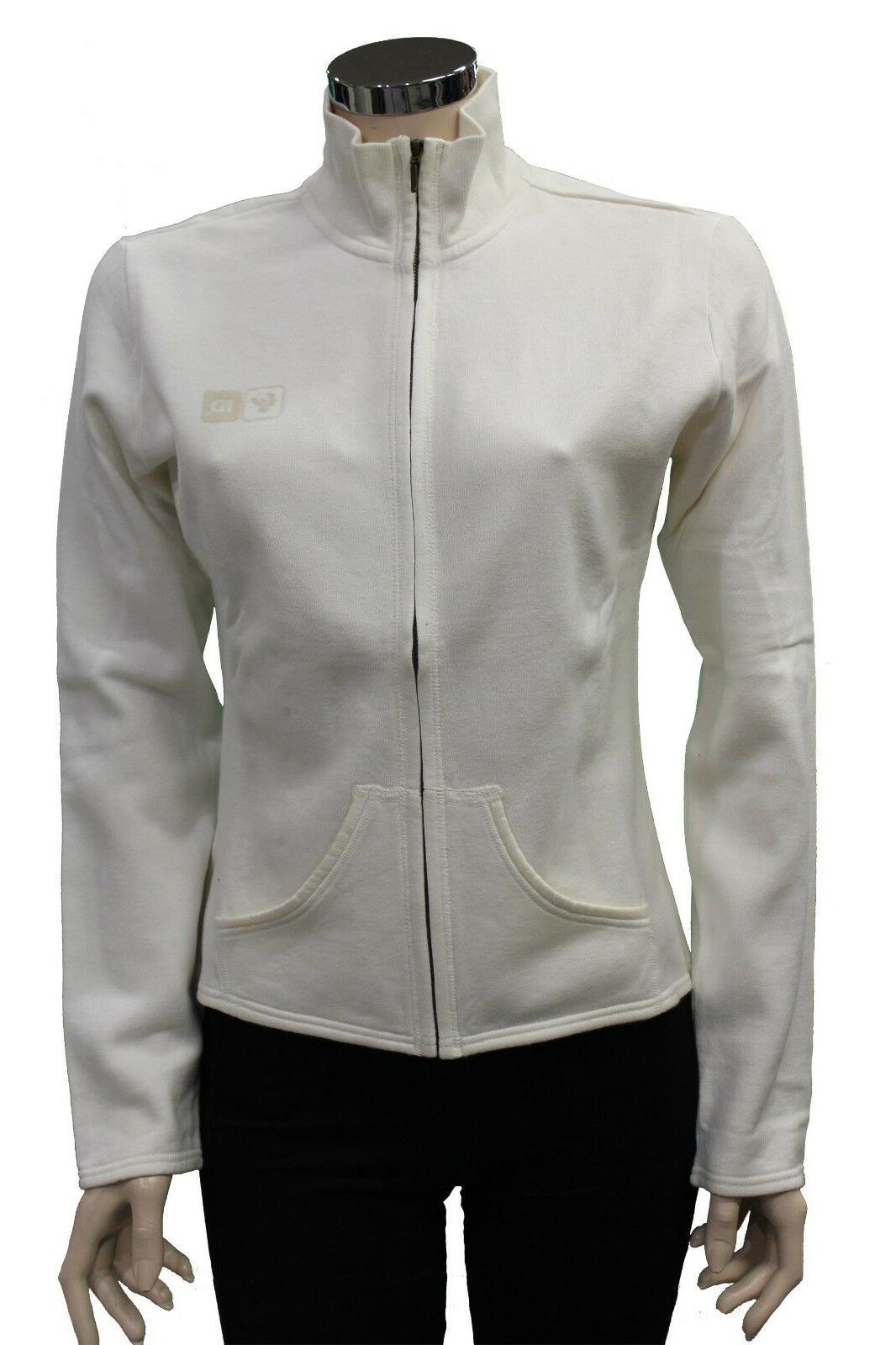 felpa da donna bianca manica lunga fullzip