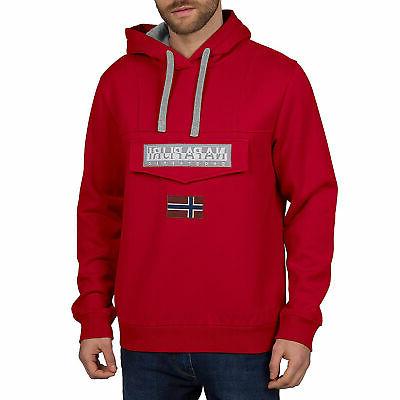 felpa da uomo con cappuccio burgee rossa