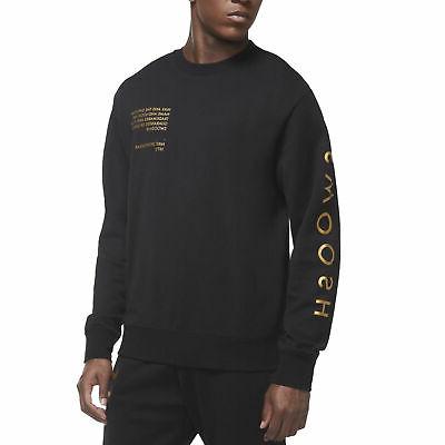 felpa da uomo girocollo swoosh nera taglia