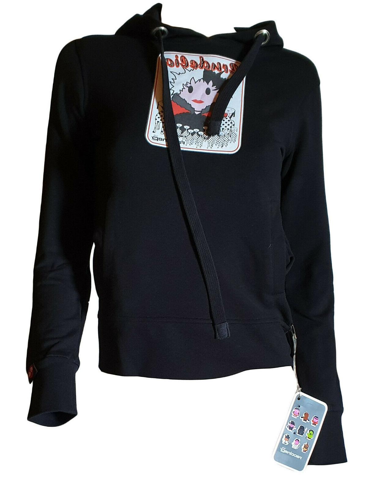 felpa donna con cappuccio felpata strass stampa