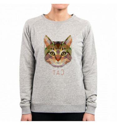 felpa donna graphic animal polygonal streetwear gatto