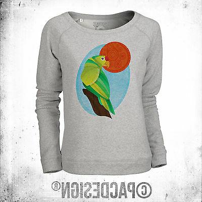 felpa donna graphic animal polygonal streetwear pappagallo