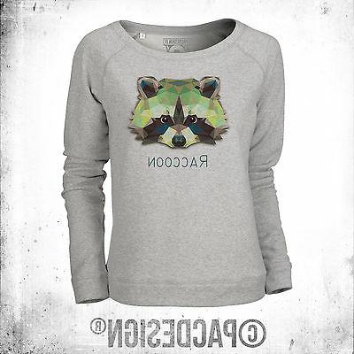 felpa donna graphic animal polygonal streetwear raccoon