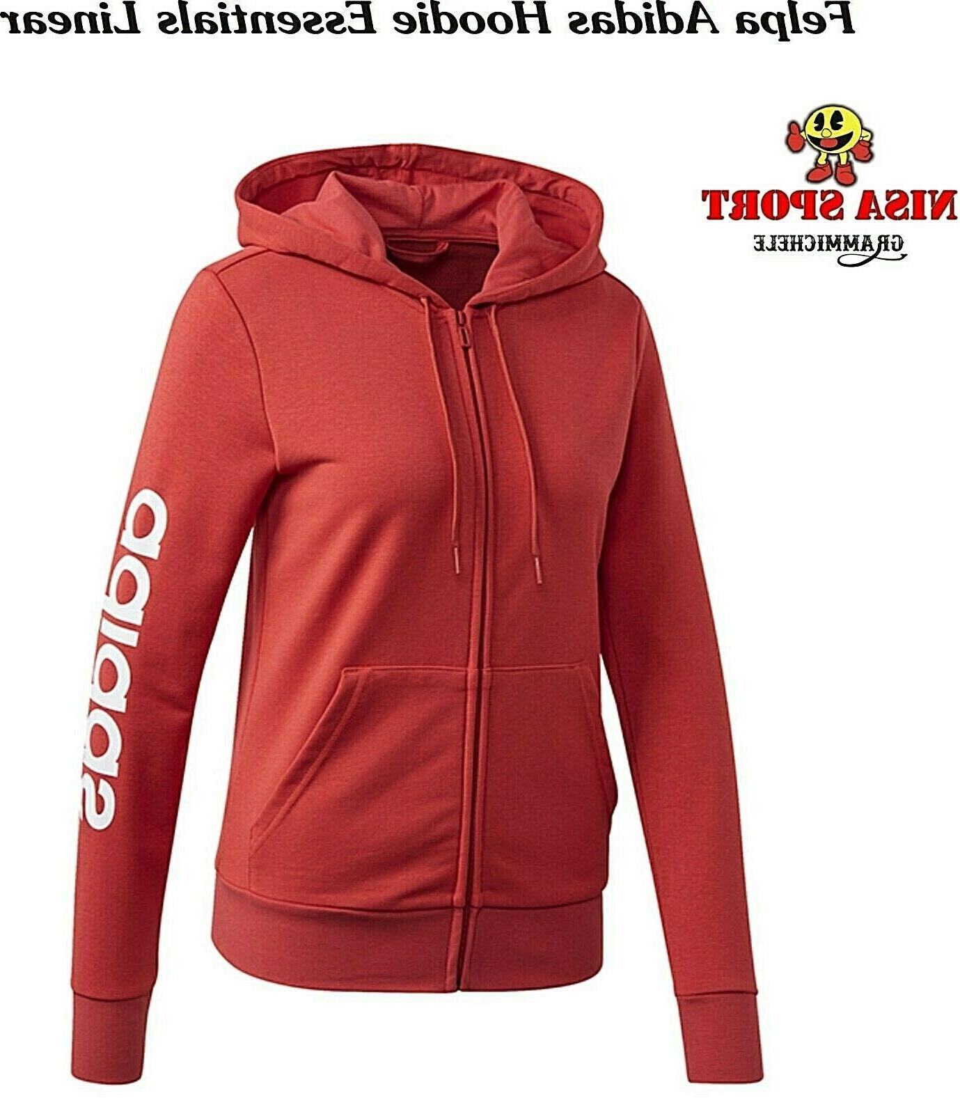 felpa donna hoodie essentials linear col corallo
