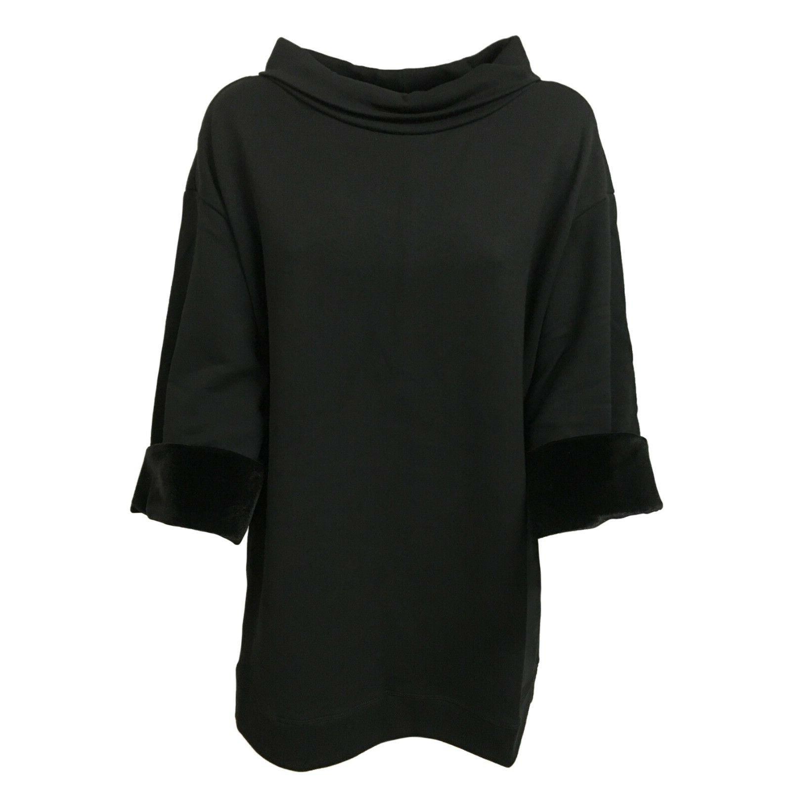 felpa donna over garzata nero mod ad