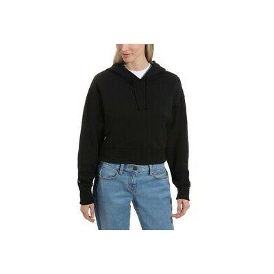 felpa donna straightened con cappuccio nero