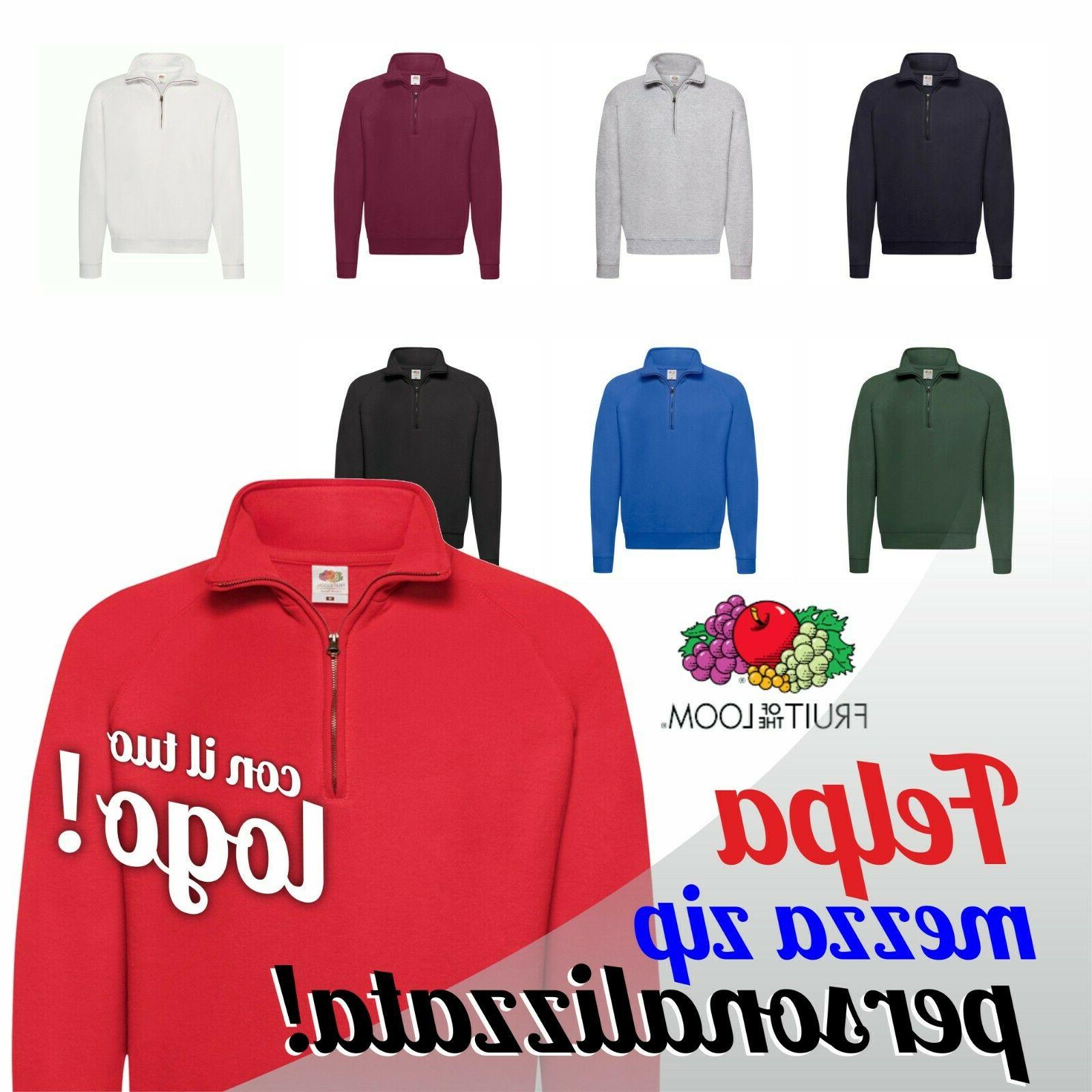 felpa fruit mezza zip con stampa personalizzata