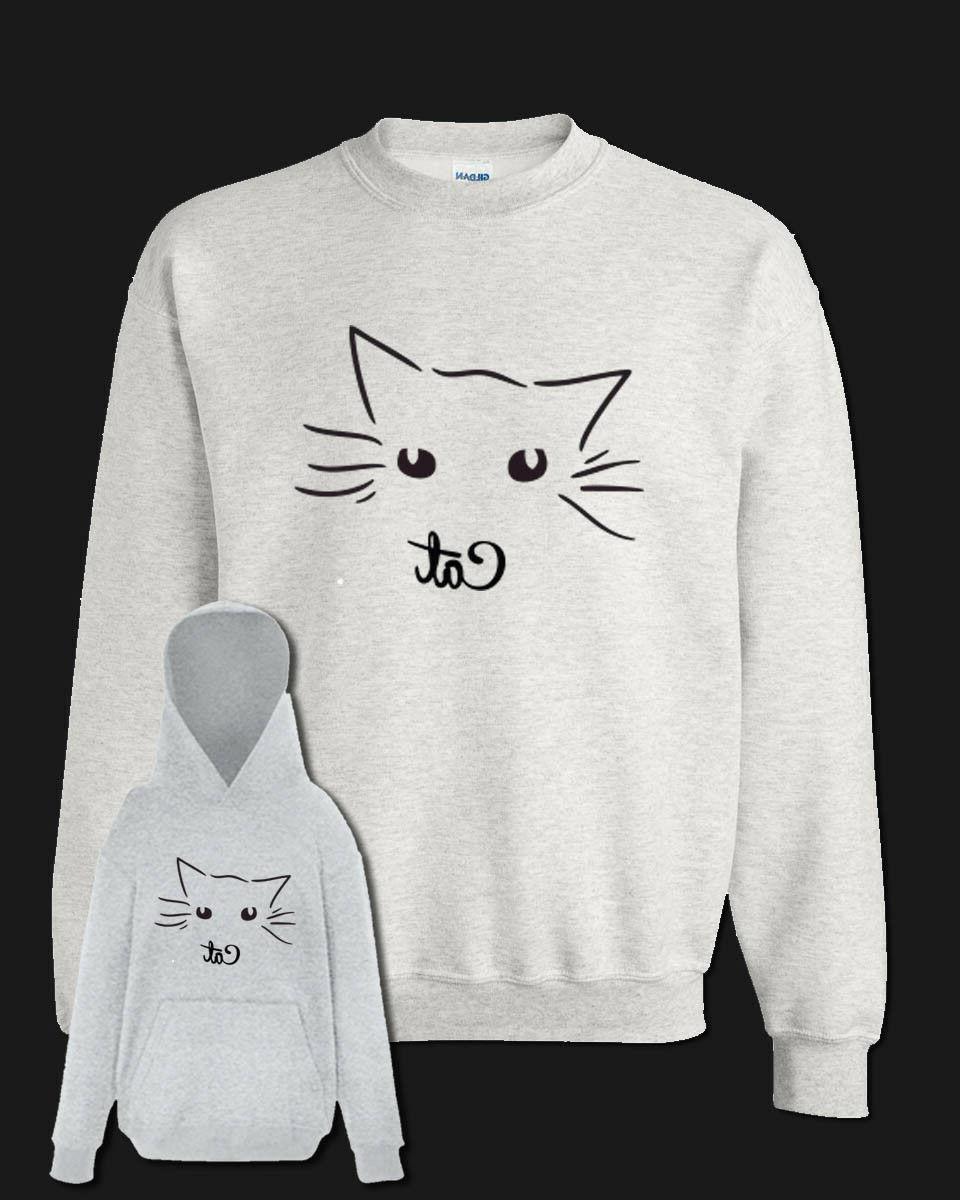felpa gatto occhi unisex grigia con senza