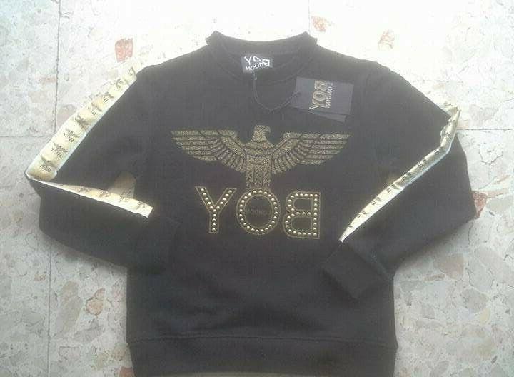 felpa girocollo con bande laterali gold bambina