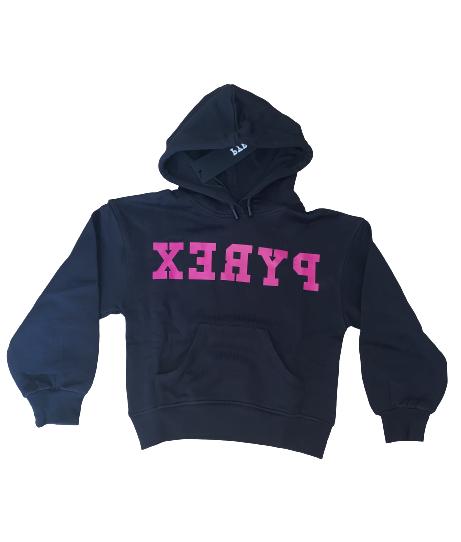 felpa girocollo con cappuccio nera ragazza xl