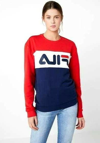 felpa girocollo donna leah crew rossa bianco