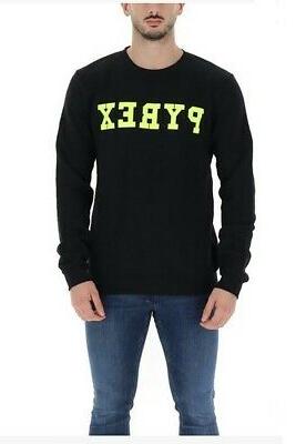 felpa girocollo e logo max fluo