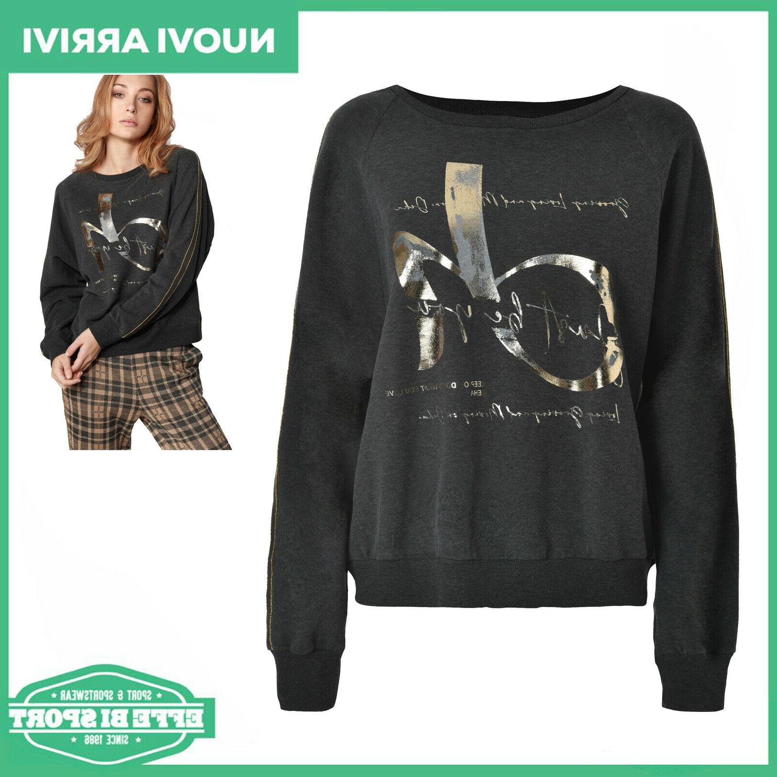 felpa girocollo logo maglia donna tempo libero