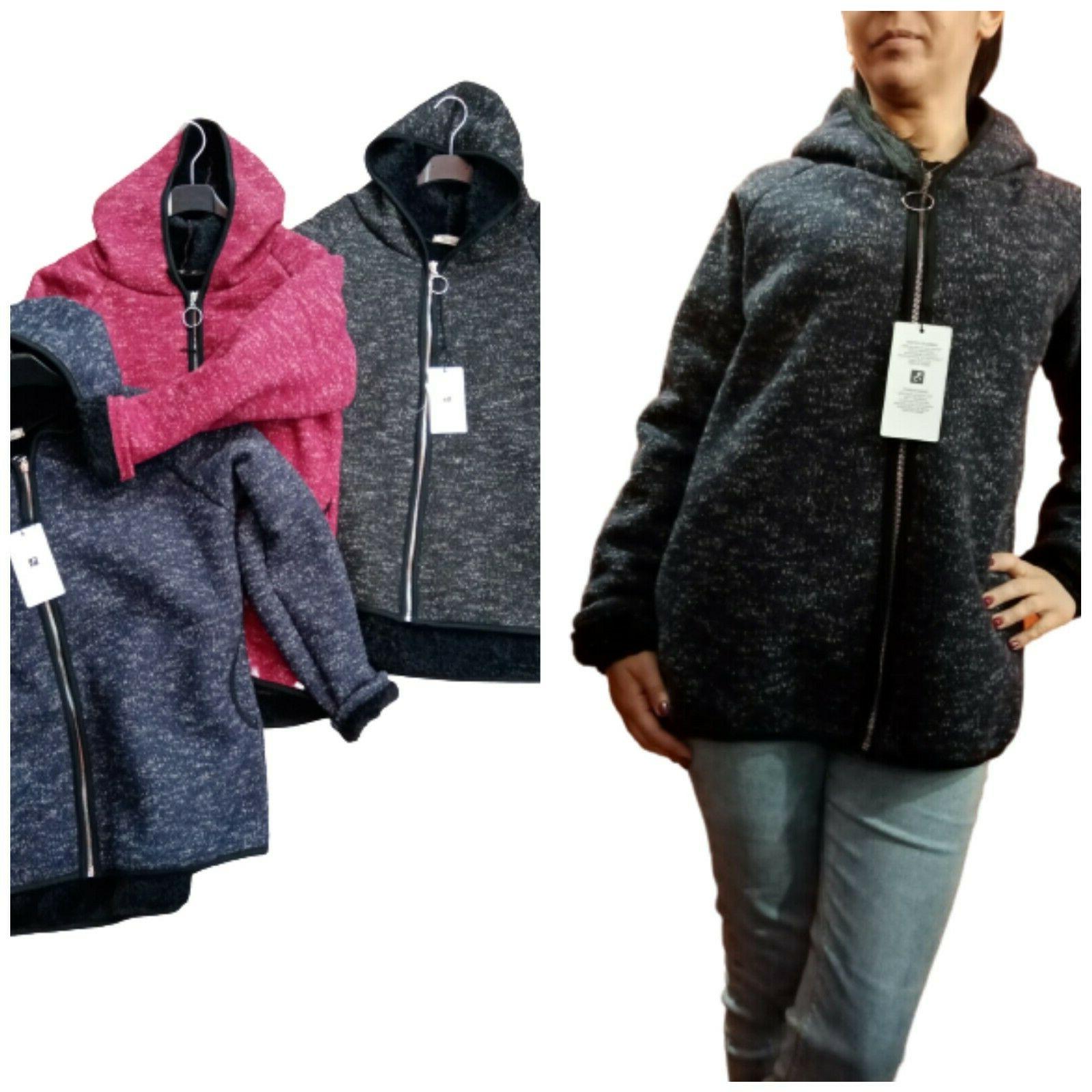 felpa giubbino zip donna con cappuccio foderato