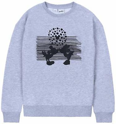 felpa grigia oversize imbottita minnie e mickey