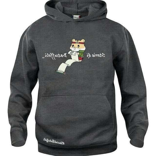 felpa grigio scuro con cappuccio criceto ninja