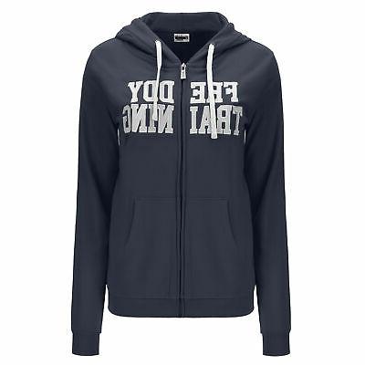 felpa leggera con cappuccio zip e applicazioni