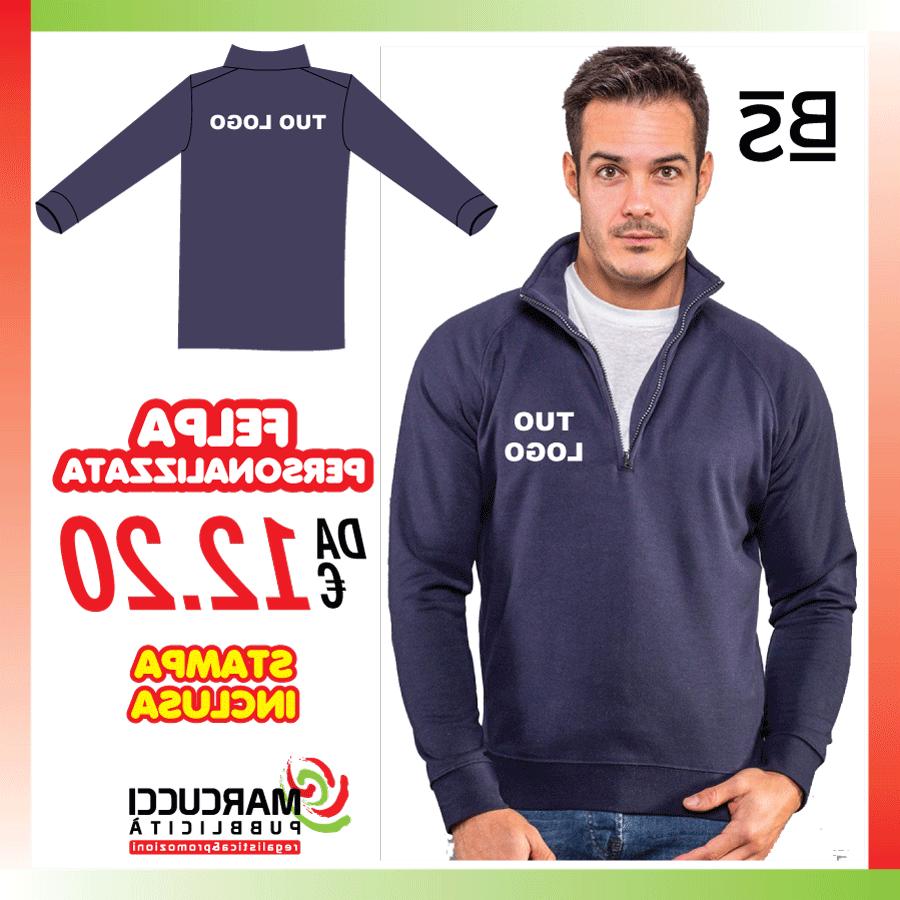felpa mezza zip uomo personalizzata con stampa