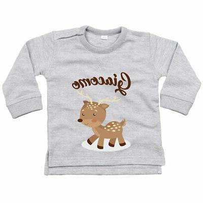 felpa neonato personalizzata con nome baby cerbiatto